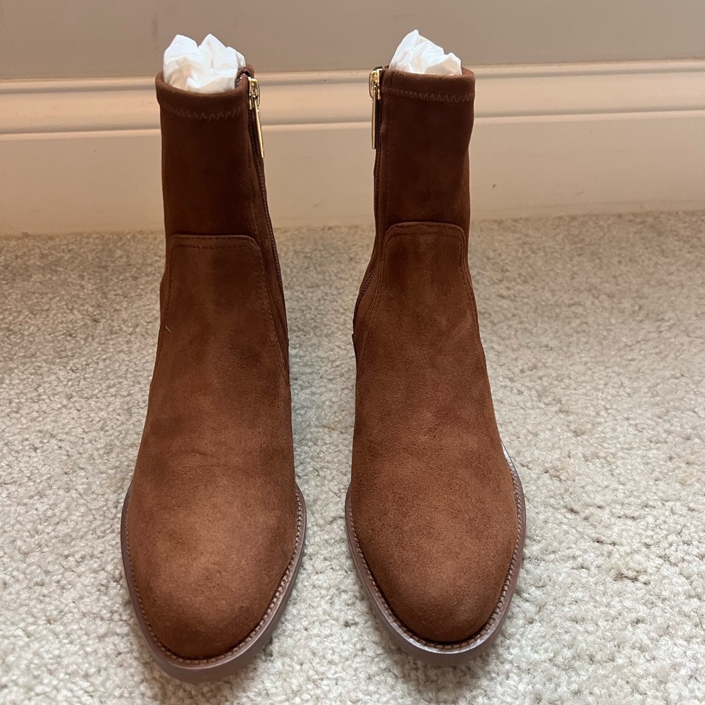 Aquatalia Natalina chestnut suede/stretch suede bootie size 5.5